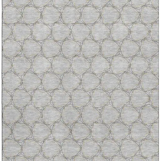 Gray And Gold Geometric Washable Area Rug With UV Protection Photo 2