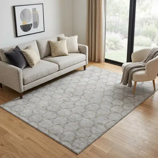 Gray And Gold Geometric Washable Area Rug With UV Protection Photo 1