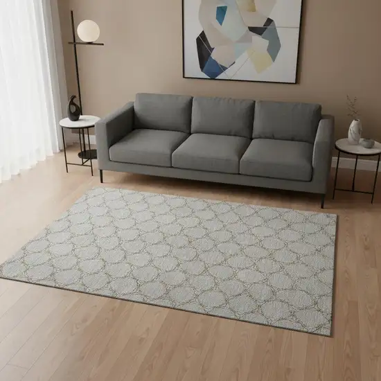 Gray And Gold Geometric Washable Area Rug With UV Protection Photo 2