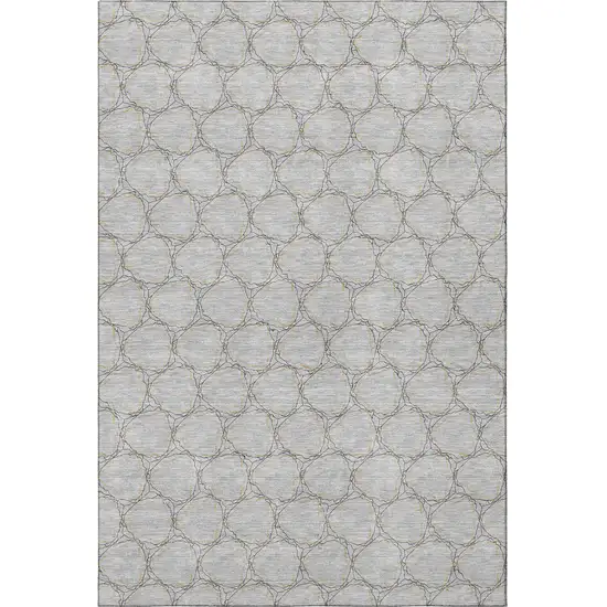Gray And Gold Geometric Washable Area Rug With UV Protection Photo 3