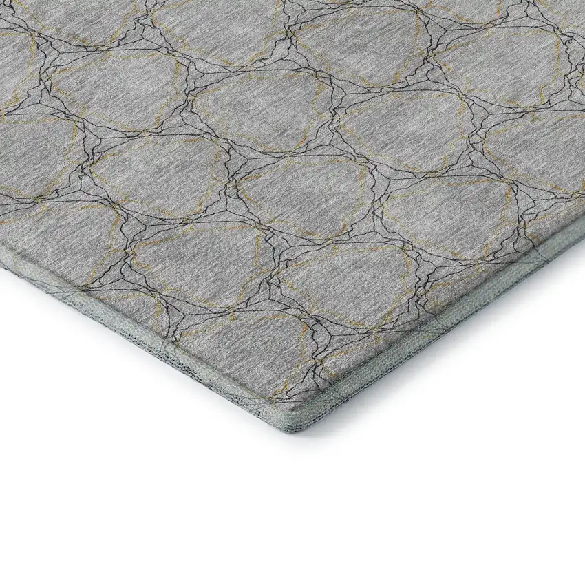 Gray And Gold Geometric Washable Area Rug With UV Protection Photo 7