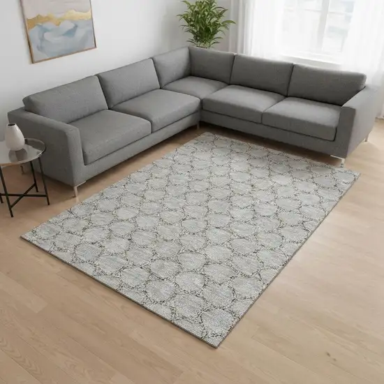Gray And Gold Geometric Washable Area Rug With UV Protection Photo 2