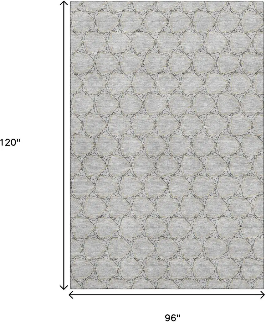 Gray And Gold Geometric Washable Area Rug With UV Protection Photo 8