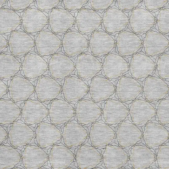 Gray And Gold Geometric Washable Area Rug With UV Protection Photo 2