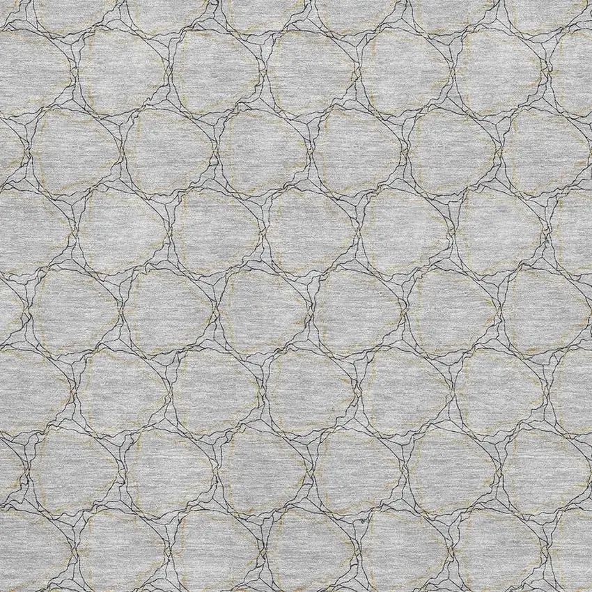 Gray And Gold Geometric Washable Area Rug With UV Protection Photo 2