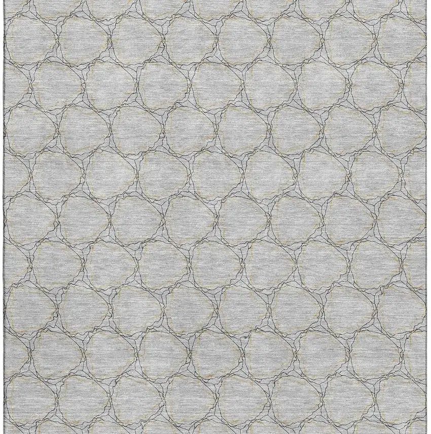 Gray And Gold Geometric Washable Area Rug With UV Protection Photo 3