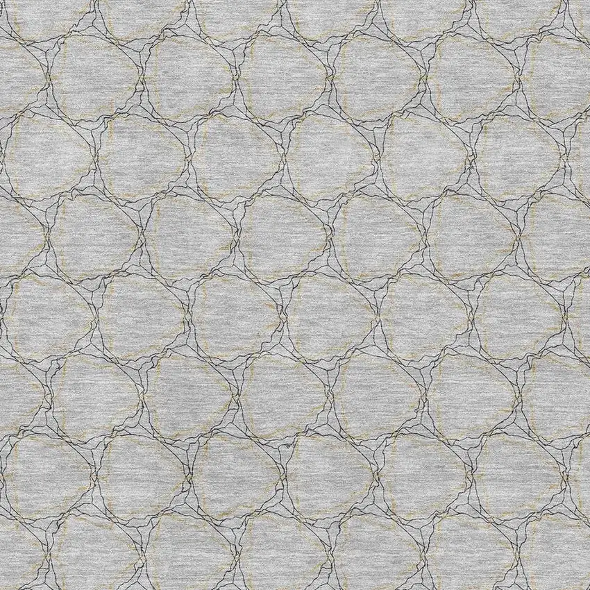 Gray And Gold Geometric Washable Area Rug With UV Protection Photo 2