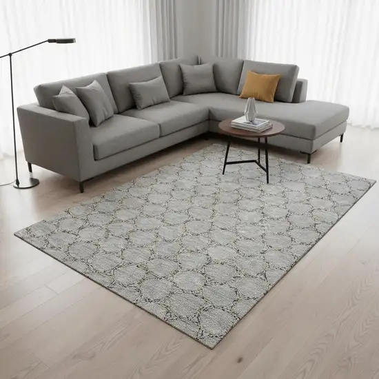 Gray And Gold Geometric Washable Area Rug With UV Protection Photo 2