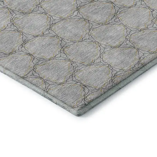 Gray And Gold Geometric Washable Area Rug With UV Protection Photo 7