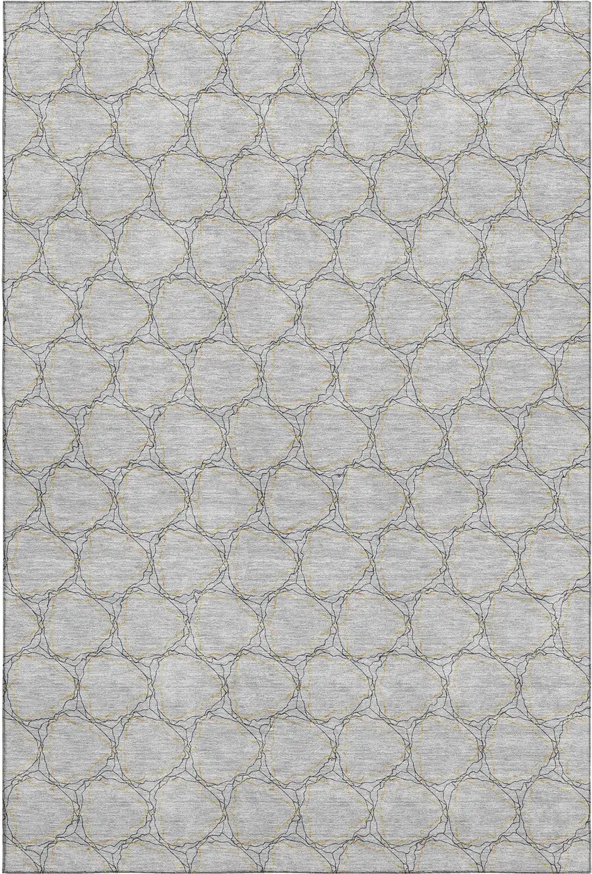 Gray And Gold Geometric Washable Area Rug With UV Protection Photo 1