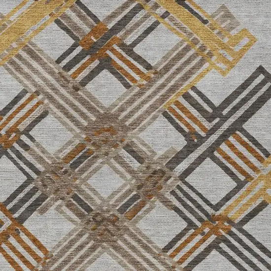 Gray And Gold Geometric Washable Indoor Outdoor Area Rug Photo 2