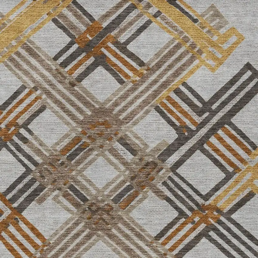 Gray And Gold Geometric Washable Indoor Outdoor Area Rug Photo 2