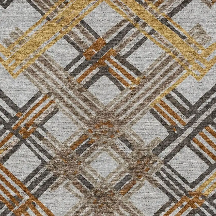 Gray And Gold Geometric Washable Indoor Outdoor Area Rug Photo 2