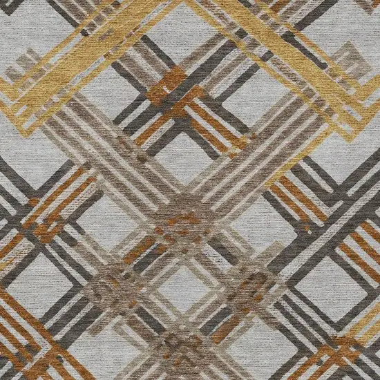 Gray And Gold Geometric Washable Indoor Outdoor Area Rug Photo 2