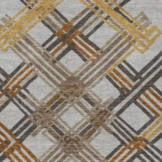 Gray And Gold Geometric Washable Indoor Outdoor Area Rug Photo 2