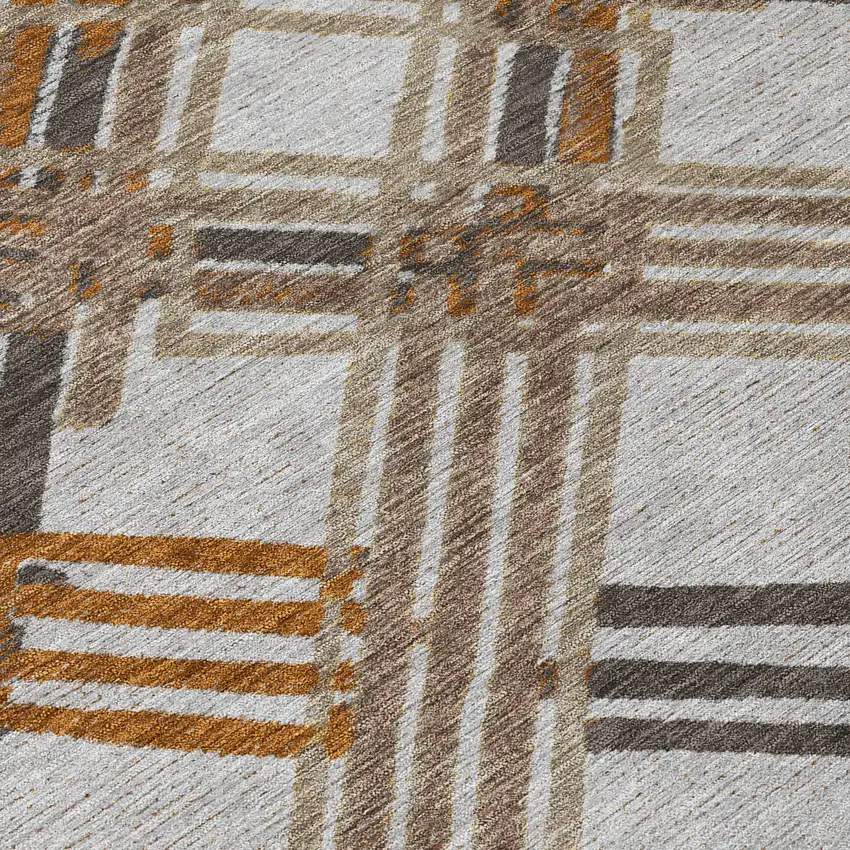 Gray And Gold Geometric Washable Indoor Outdoor Area Rug Photo 9