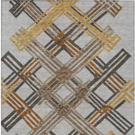 Gray And Gold Geometric Washable Indoor Outdoor Area Rug Photo 3