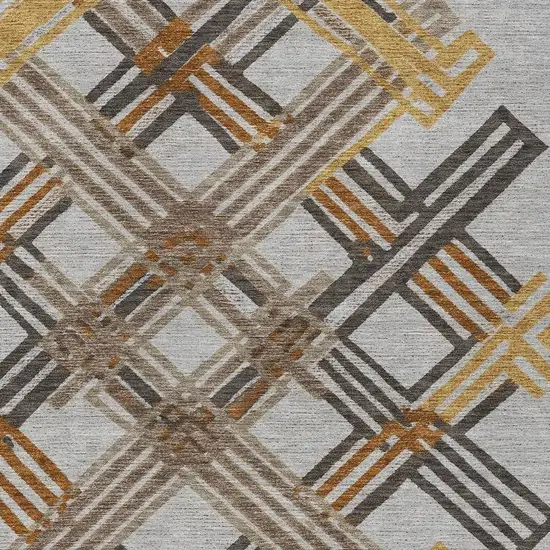 Gray And Gold Geometric Washable Indoor Outdoor Area Rug Photo 2