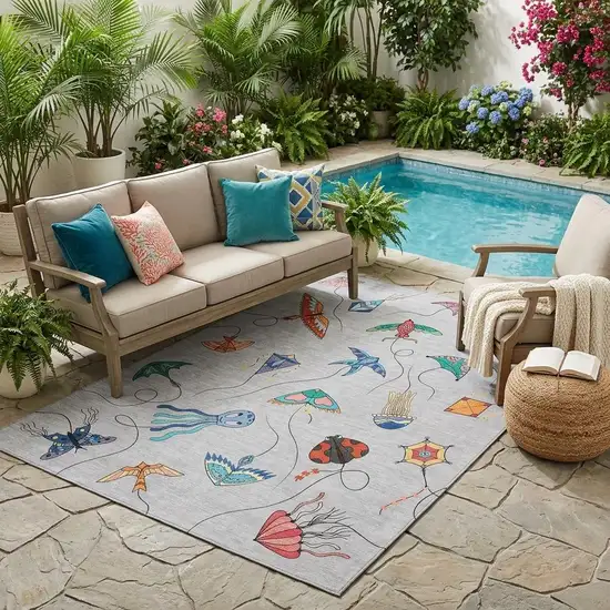 Gray And Gold Geometric Washable Indoor Outdoor Area Rug Photo 1