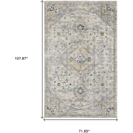 Gray And Gold Medallion Hand Tufted Area Rug Photo 3