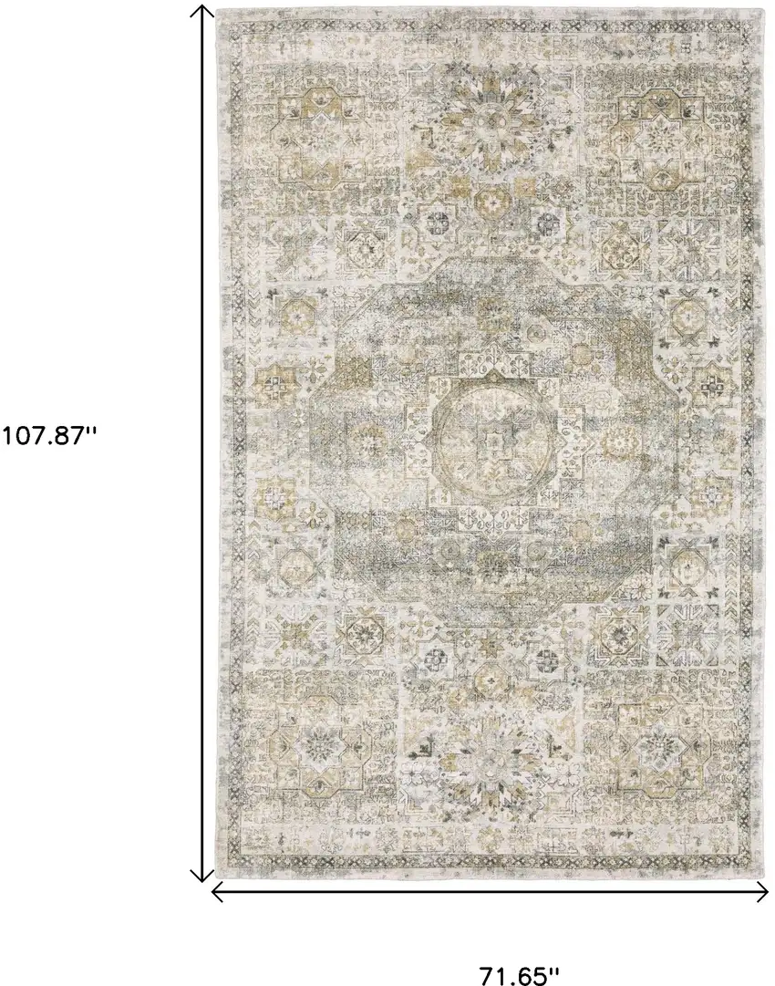 Gray And Gold Medallion Hand Tufted Area Rug Photo 3