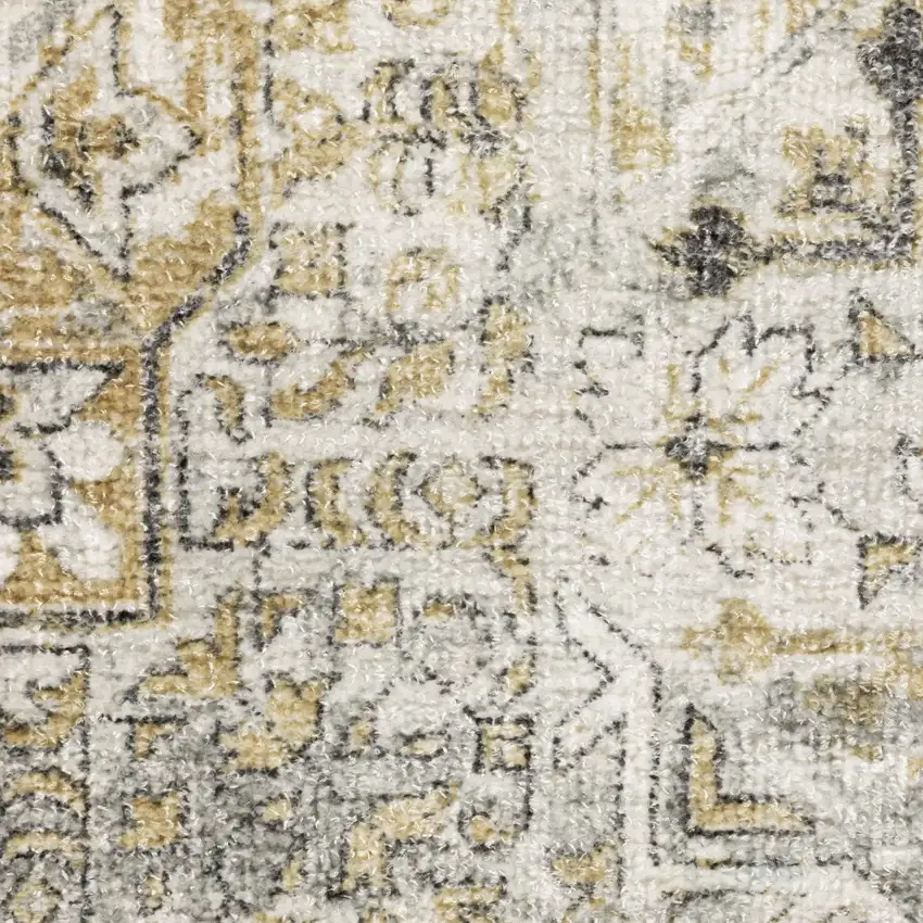 Gray And Gold Medallion Hand Tufted Area Rug Photo 7