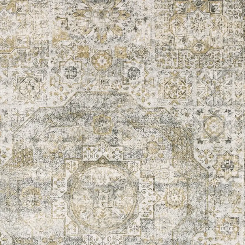 Gray And Gold Medallion Hand Tufted Area Rug Photo 8