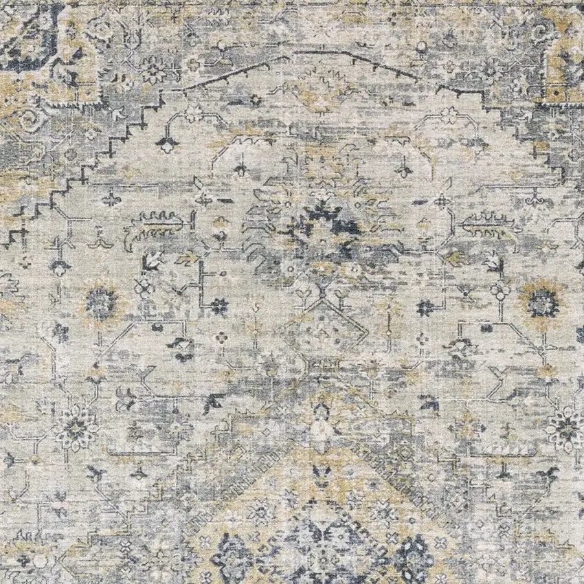 Gray And Gold Medallion Hand Tufted Area Rug Photo 9