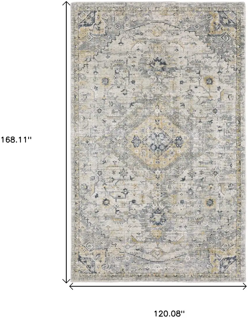 Gray And Gold Medallion Hand Tufted Area Rug Photo 3