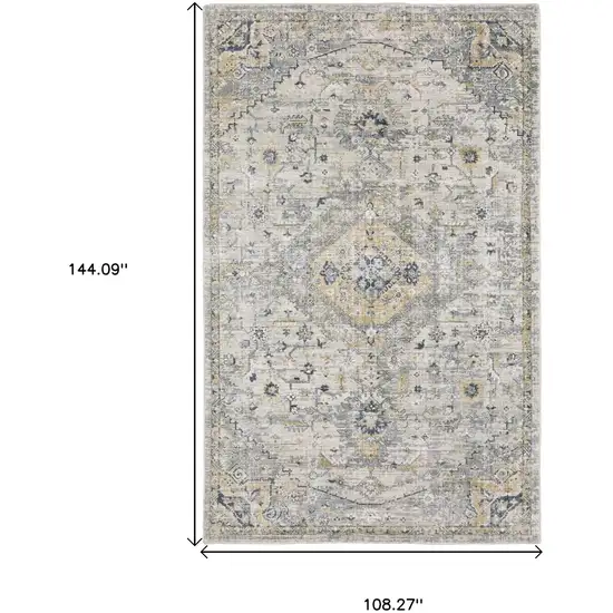 Gray And Gold Medallion Hand Tufted Area Rug Photo 3