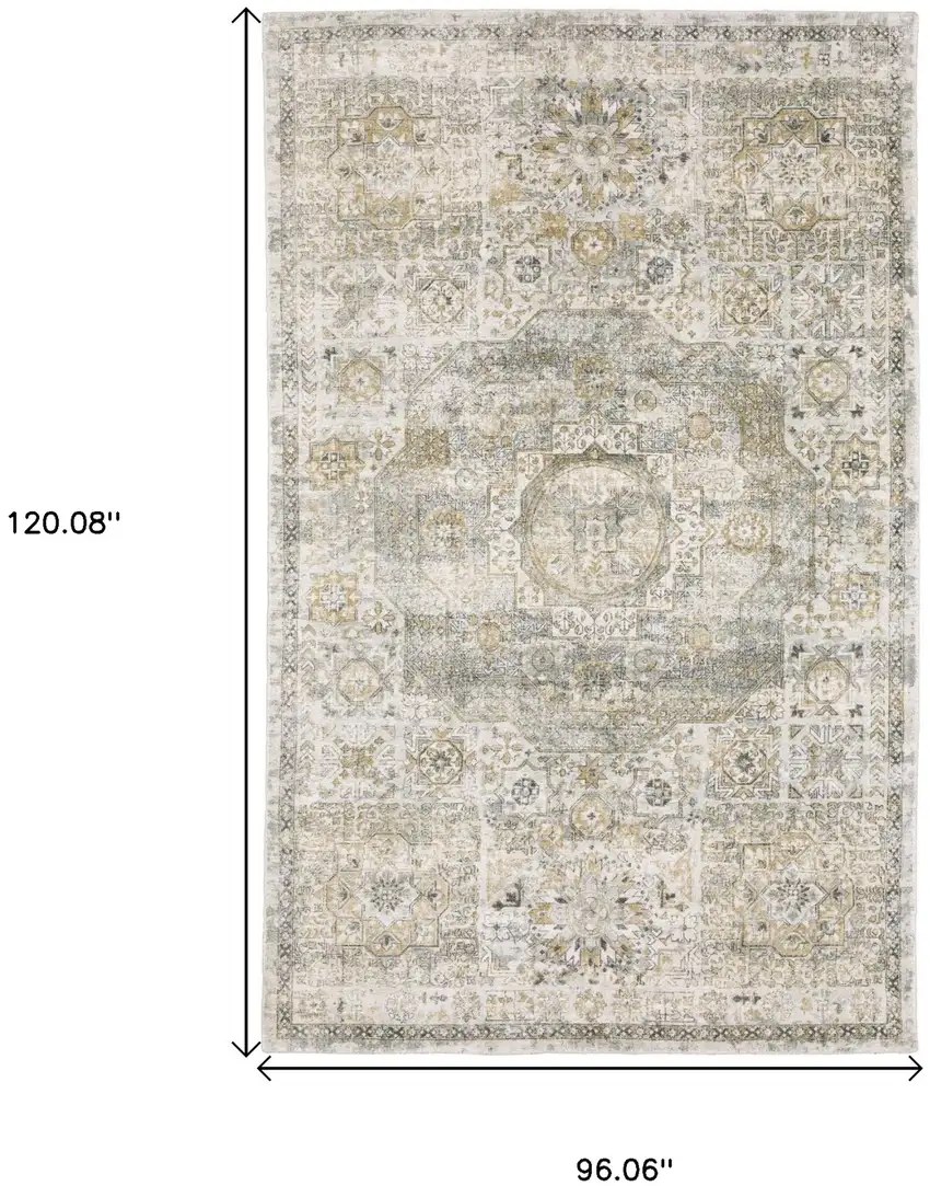 Gray And Gold Medallion Hand Tufted Area Rug Photo 3