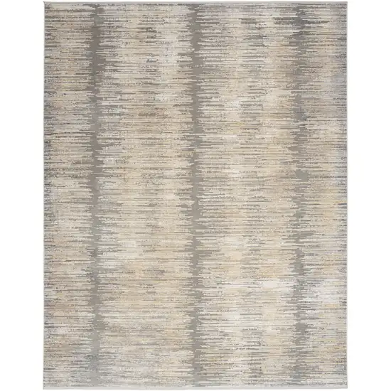 Gray And Gold Ombre Area Rug With Fringe Photo 2
