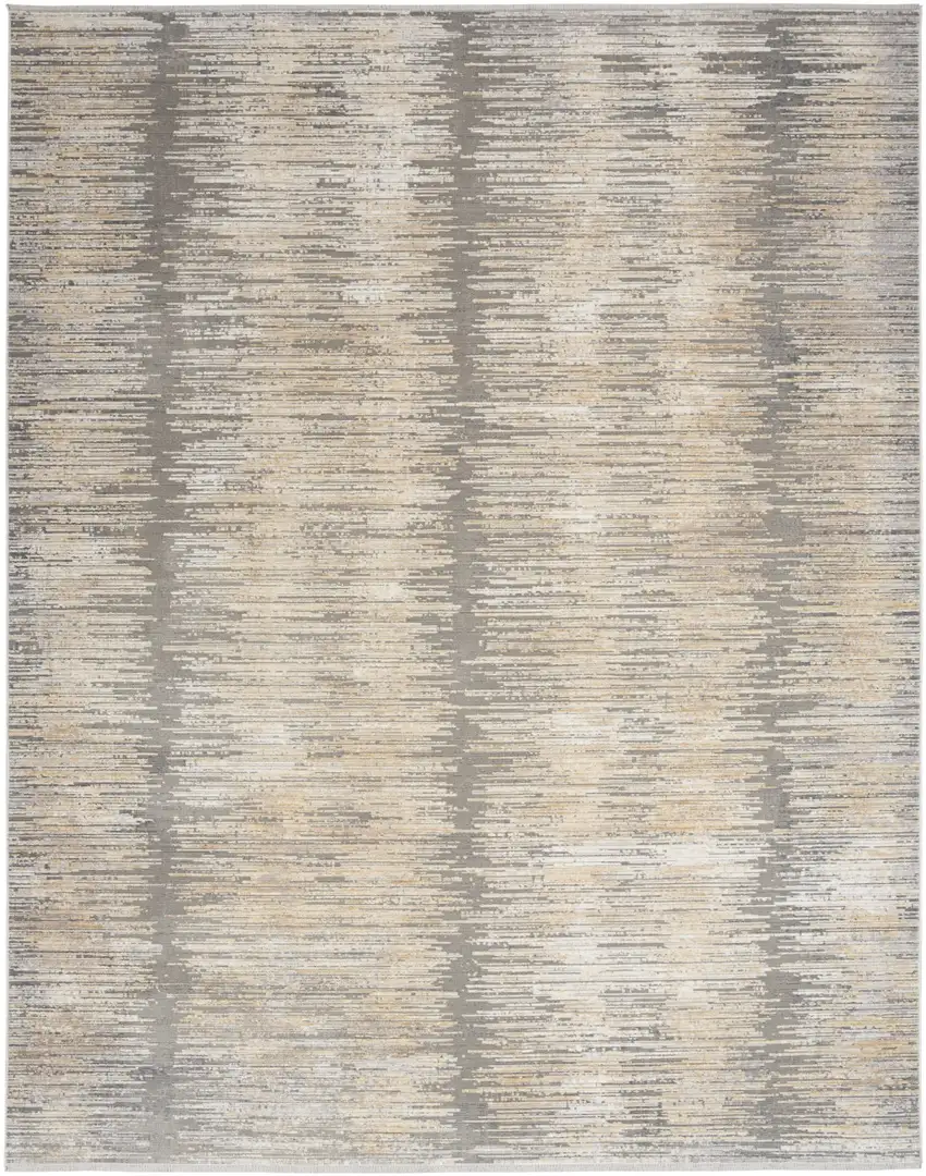 Gray And Gold Ombre Area Rug With Fringe Photo 2