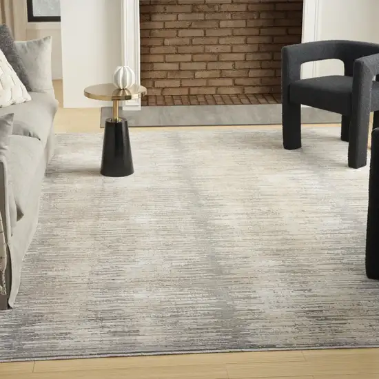 Gray And Gold Ombre Area Rug With Fringe Photo 5