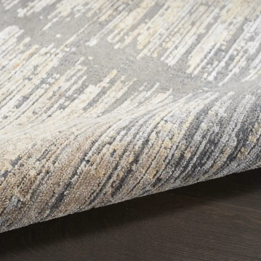 Gray And Gold Ombre Area Rug With Fringe Photo 9