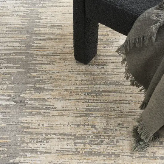 Gray And Gold Ombre Area Rug With Fringe Photo 8