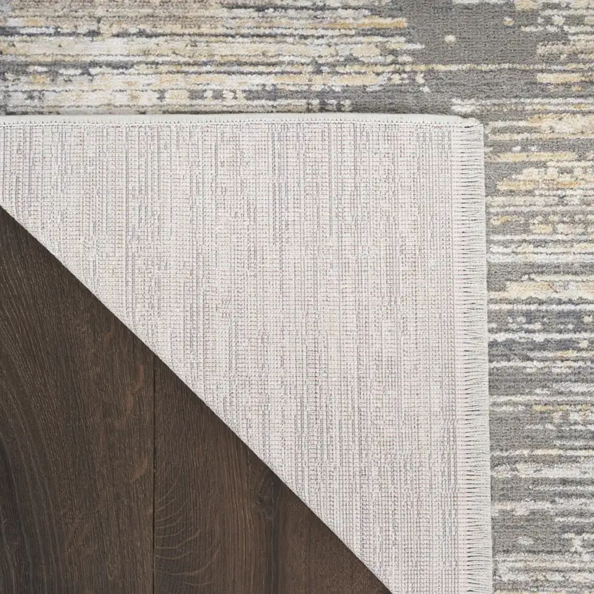 Gray And Gold Ombre Area Rug With Fringe Photo 9