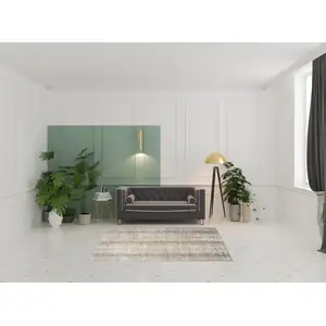 Photo of Gray And Gold Ombre Area Rug With Fringe