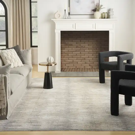 Gray And Gold Ombre Area Rug With Fringe Photo 6