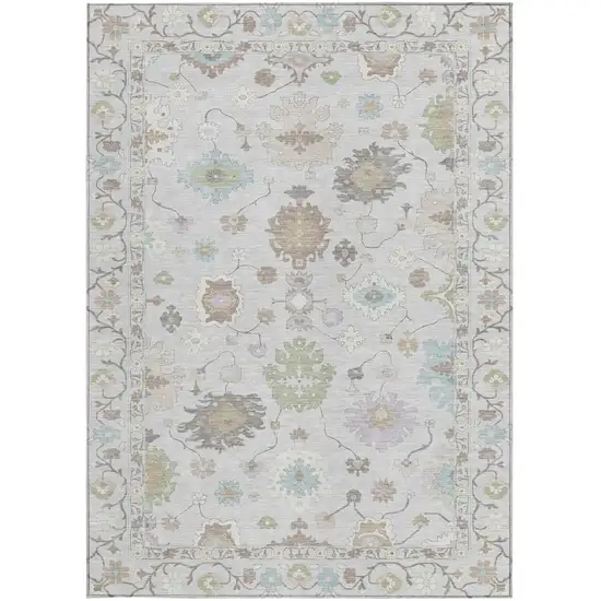 Gray And Gold Oriental Washable Indoor Outdoor Area Rug Photo 3