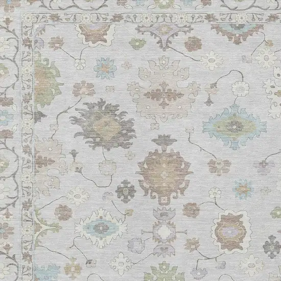 Gray And Gold Oriental Washable Indoor Outdoor Area Rug Photo 5