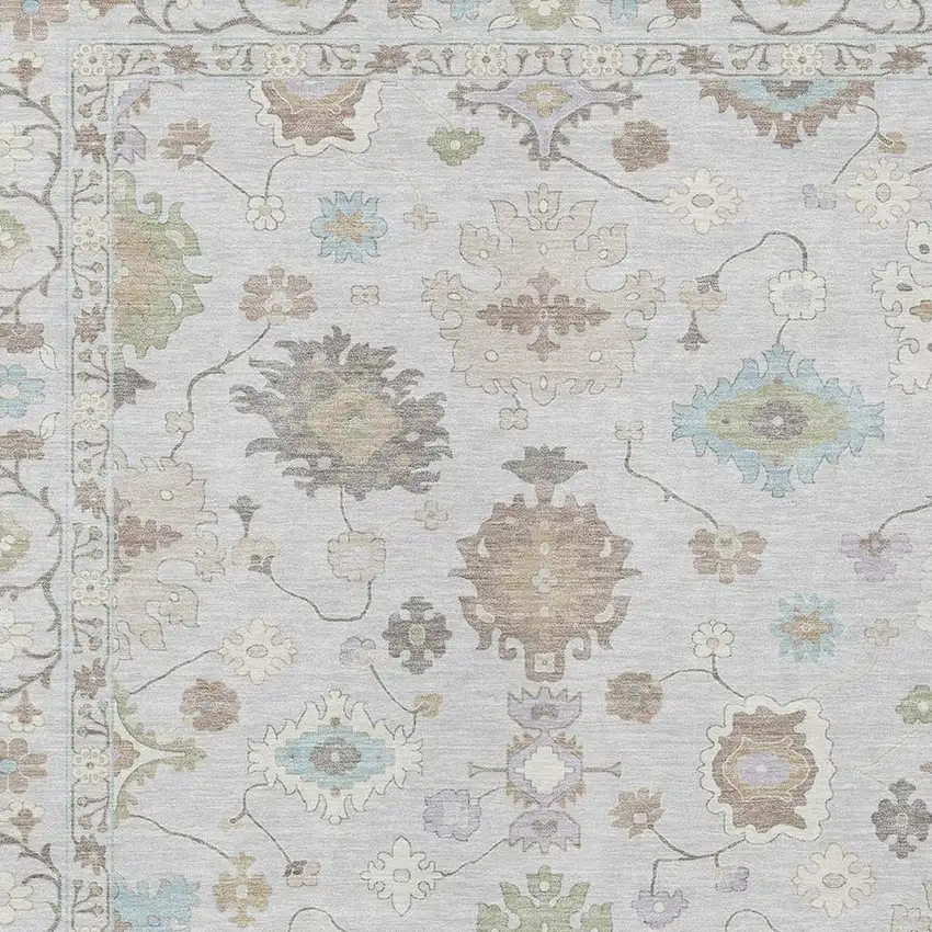 Gray And Gold Oriental Washable Indoor Outdoor Area Rug Photo 5