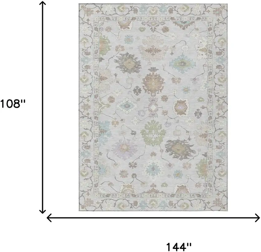 Gray And Gold Oriental Washable Indoor Outdoor Area Rug Photo 8