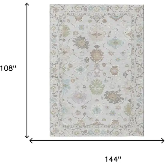 Gray And Gold Oriental Washable Indoor Outdoor Area Rug Photo 8