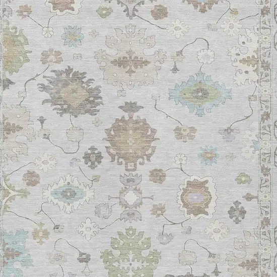 Gray And Gold Oriental Washable Indoor Outdoor Area Rug Photo 4