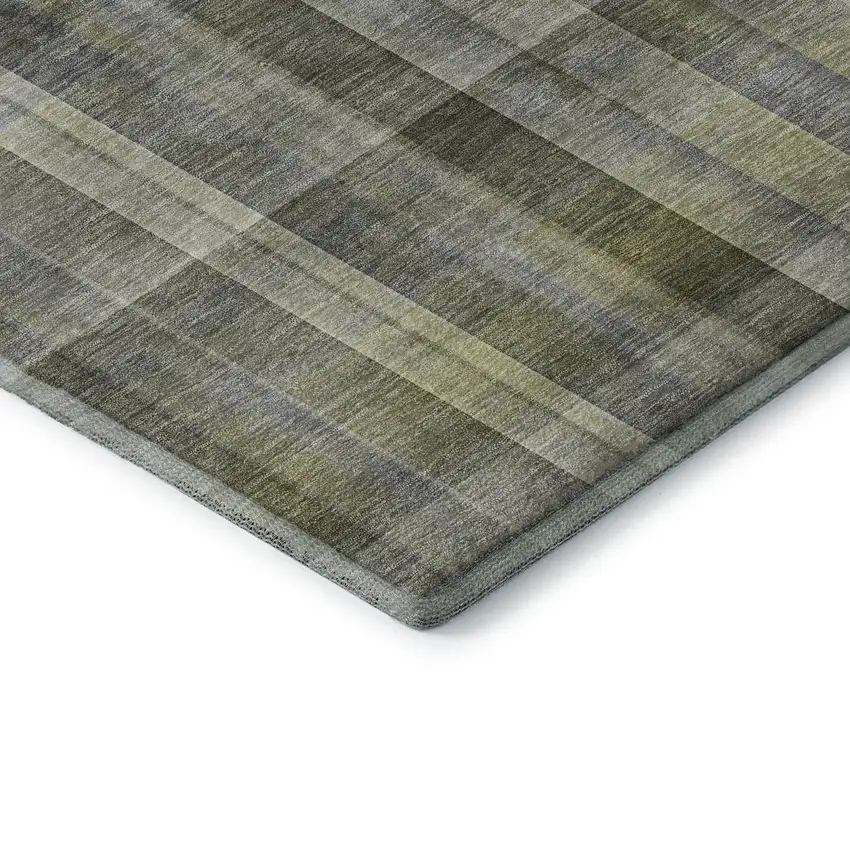 Gray And Gold Plaid Washable Area Rug With UV Protection Photo 8