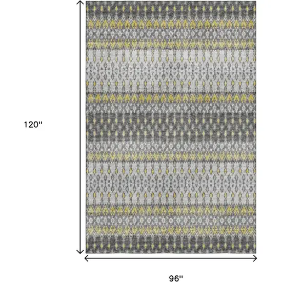 Gray And Gold Tribal Washable Area Rug With UV Protection Photo 3