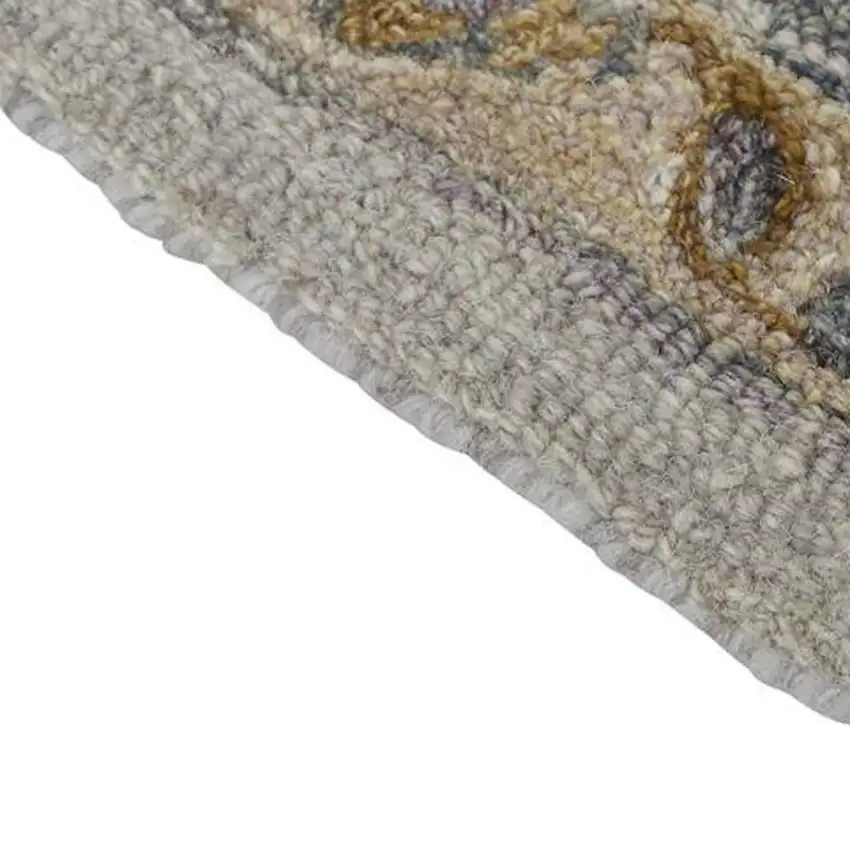 Gray And Gold Wool Floral Tufted Handmade Stain Resistant Area Rug Photo 3