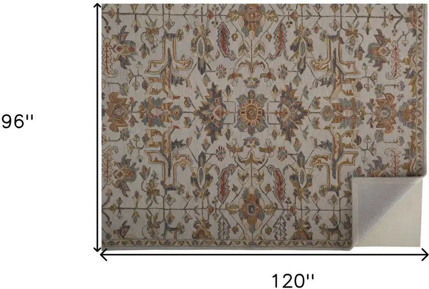 Gray And Gold Wool Floral Tufted Handmade Stain Resistant Area Rug Photo 10