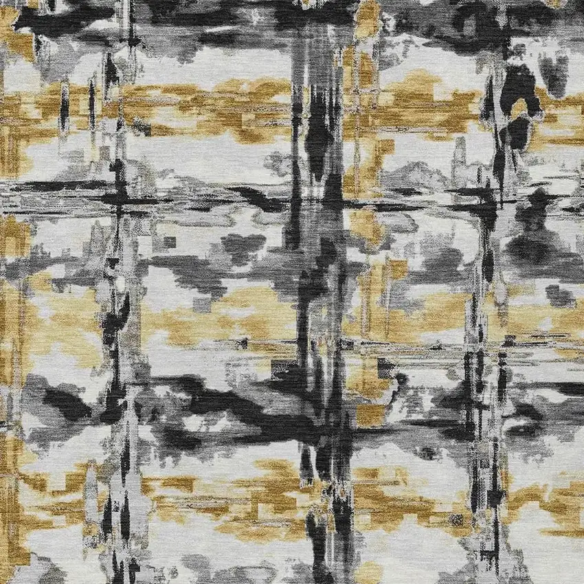Gray And Granite Gray Abstract Washable Indoor Outdoor Area Rug Photo 2